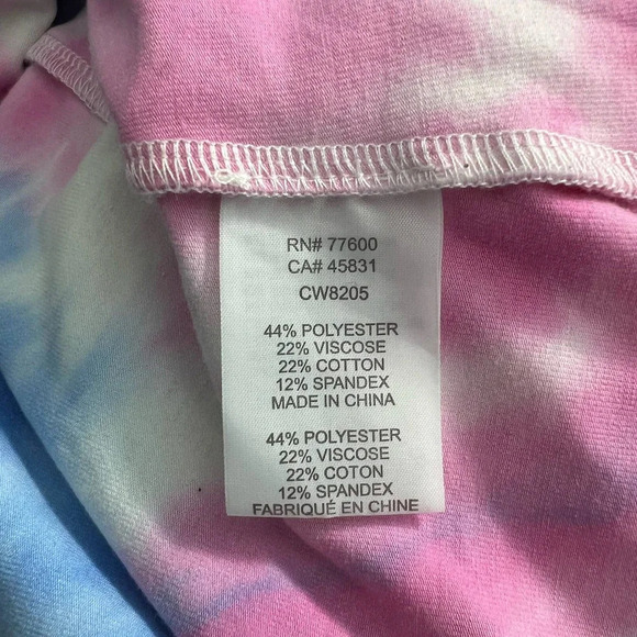 CHASER Long Sleeve Ballet Wrap Top In Tie Dye Pink Yellow Size Large - Picture 11 of 12